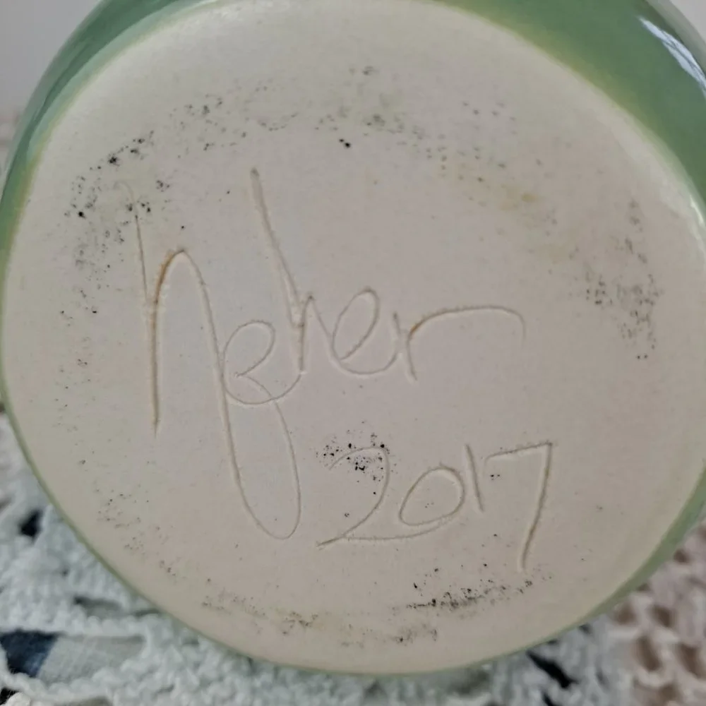 Signed Right-Handed Warmer Mug by Clay in Motion Signed Neher